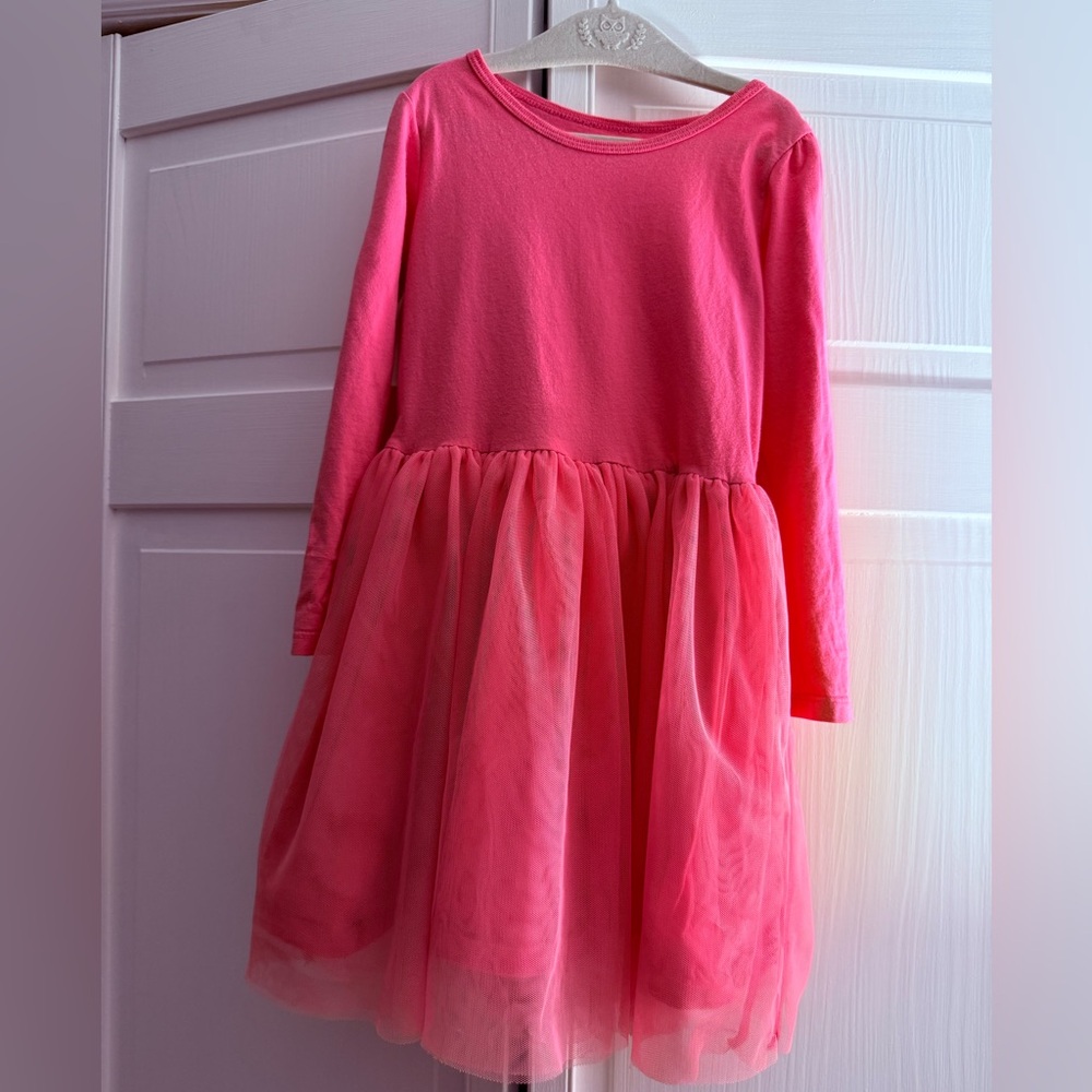 Carter's Vibrant Pink Long Sleeve Dress with tulle shirt